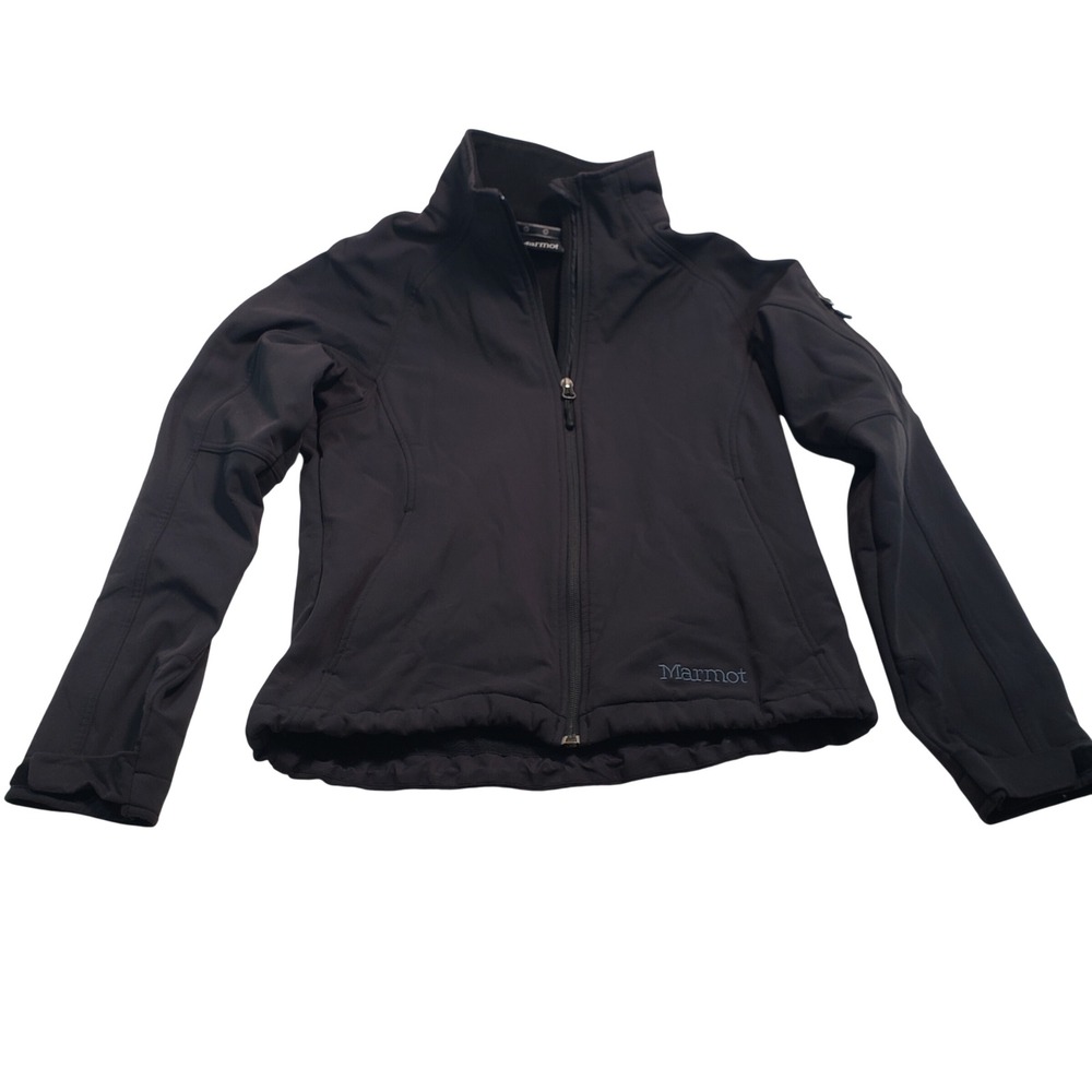 Marmot Softshell Fleece Lined Jacket Womens‎ Medium Black Full Zip CC-306